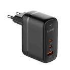 LDNIO Q366 65W USB + Dual Type-C Port Charger with 1m USB-C / Type-C to USB-C / Type-C Data Cable, Plug Type:EU Plug(Black) - 1