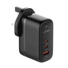 LDNIO Q366 65W USB + Dual Type-C Port Charger with 1m USB-C / Type-C to USB-C / Type-C Data Cable, Plug Type:UK Plug(Black) - 1