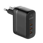 LDNIO Q367 65W GaN 3 x USB-C / Type-C Interface Charger with 1m USB-C / Type-C to USB-C / Type-C Data Cable, Plug Type:EU Plug(Black) - 1