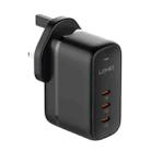 LDNIO Q367 65W GaN 3 x USB-C / Type-C Interface Charger with 1m USB-C / Type-C to USB-C / Type-C Data Cable, Plug Type:UK Plug(Black) - 1