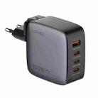 LDNIO Q408 100W GaN USB+3 USB-C / Type-C Interface Charger with 1m 100W USB-C / Type-C to USB-C / Type-C Data Cable, Plug Type:EU Plug(Black) - 1