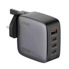 LDNIO Q408 100W GaN USB+3 USB-C / Type-C Interface Charger with 1m 100W USB-C / Type-C to USB-C / Type-C Data Cable, Plug Type:UK Plug(Black) - 1