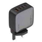 LDNIO Q408 100W GaN USB+3 USB-C / Type-C Interface Charger with 1m 100W USB-C / Type-C to USB-C / Type-C Data Cable, Plug Type:UK Plug(Black) - 3