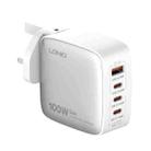 LDNIO Q408 100W GaN USB+3 USB-C / Type-C Interface Charger with 1m 100W USB-C / Type-C to USB-C / Type-C Data Cable, Plug Type:UK Plug(White) - 1