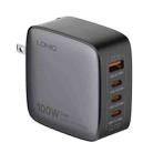 LDNIO Q408 100W GaN USB+3 USB-C / Type-C Interface Charger with 1m 100W USB-C / Type-C to USB-C / Type-C Data Cable, Plug Type:US Plug(Black) - 1