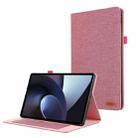 For OnePlus Pad Pro 12.1 Fabric Leather Tablet Case(Rose Red) - 1