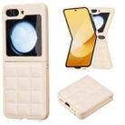 For Samsung Galaxy Z Flip5 Square-shaped Leather Back Cover Phone Case(Beige) - 1