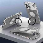 For iPhone 15 Pro Metal Snap Buckle 360 Degree Rotating MagSafe Magnetic Holder Phone Case(Dark Grey Silver) - 1