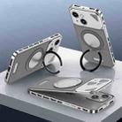 For iPhone 15 Metal Snap Buckle 360 Degree Rotating MagSafe Magnetic Holder Phone Case(Dark Grey Silver) - 1