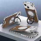 For iPhone 15 Metal Snap Buckle 360 Degree Rotating MagSafe Magnetic Holder Phone Case(Dark Brown Silver) - 1