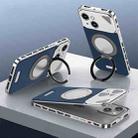 For iPhone 14 Metal Snap Buckle 360 Degree Rotating MagSafe Magnetic Holder Phone Case(Dark Blue Silver) - 1