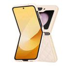 For Samsung Galaxy Z Flip5 Rhombus-shaped Leather Back Cover Phone Case(Beige) - 2