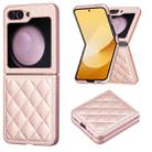 For Samsung Galaxy Z Flip5 Rhombus-shaped Leather Back Cover Phone Case(Rose Gold) - 1