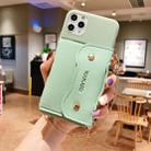 For iPhone 11 Pro Solid Color TPU Handheld Protective Case with Wallet & Chain(Green) - 1