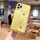 For iPhone 11 Solid Color TPU Handheld Protective Case with Wallet & Chain(Yellow) - 1