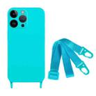 For iPhone 15 Pro Max Fine Hole Silicone Phone Case with Lanyard(Blue) - 1