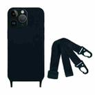 For iPhone 15 Pro Max Fine Hole Silicone Phone Case with Lanyard(Black) - 1