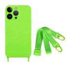 For iPhone 15 Pro Fine Hole Silicone Phone Case with Lanyard(Green) - 1