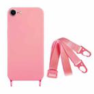 For iPhone SE 2022 / 2020 Fine Hole Silicone Phone Case with Lanyard(Pink) - 1