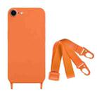 For iPhone SE 2022 / 2020 Fine Hole Silicone Phone Case with Lanyard(Orange) - 1