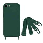 For iPhone SE 2022 / 2020 Fine Hole Silicone Phone Case with Lanyard(Dark Green) - 1