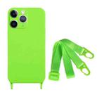 For iPhone 11 Pro Max Fine Hole Silicone Phone Case with Lanyard(Green) - 1