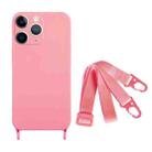 For iPhone 11 Pro Max Fine Hole Silicone Phone Case with Lanyard(Pink) - 1