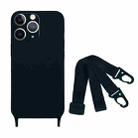 For iPhone 11 Pro Max Fine Hole Silicone Phone Case with Lanyard(Black) - 1