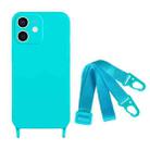 For iPhone 11 Fine Hole Silicone Phone Case with Lanyard(Blue) - 1