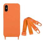 For iPhone XS / X Fine Hole Silicone Phone Case with Lanyard(Orange) - 1