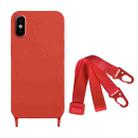 For iPhone XS / X Fine Hole Silicone Phone Case with Lanyard(Dark Red) - 1