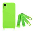 For iPhone XR Fine Hole Silicone Phone Case with Lanyard(Green) - 1