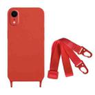 For iPhone XR Fine Hole Silicone Phone Case with Lanyard(Dark Red) - 1