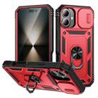 For iPhone 16 Plus Sliding Camshield TPU + PC Phone Case with Holder(Red+Black) - 1