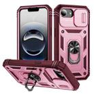 For iPhone 16e Sliding Camshield TPU + PC Phone Case with Holder(Pink+Rose Red) - 1