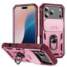 For iPhone 17 Pro Max Sliding Camshield TPU + PC Phone Case with Holder(Pink+Rose Red) - 1