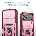 For iPhone 17 Pro Max Sliding Camshield TPU + PC Phone Case with Holder(Pink+Rose Red) - 3