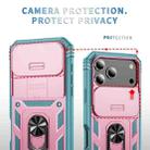 For iPhone 17 Pro Max Sliding Camshield TPU + PC Phone Case with Holder(Pink+Green) - 3