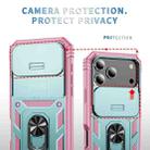 For iPhone 17 Pro Sliding Camshield TPU + PC Phone Case with Holder(Green+Pink) - 3
