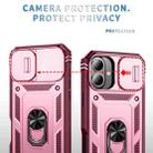 For iPhone 17 Sliding Camshield TPU + PC Phone Case with Holder(Pink+Rose Red) - 3