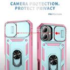 For iPhone 17 Sliding Camshield TPU + PC Phone Case with Holder(Pink+Green) - 3