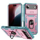 For iPhone 17 Air Sliding Camshield TPU + PC Phone Case with Holder(Pink+Green) - 1