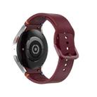 For Samsung Galaxy Watch 7 40 / 44mm Glossy Stitched Silicone Watch Band(Wine Red) - 2