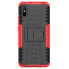 For Xiaomi Redmi 9A Tire Texture Shockproof TPU+PC Protective Case with Holder(Red) - 2