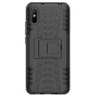 For Xiaomi Redmi 9A Tire Texture Shockproof TPU+PC Protective Case with Holder(Black) - 2