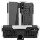 For Xiaomi Redmi 9A Tire Texture Shockproof TPU+PC Protective Case with Holder(White) - 1