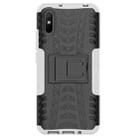 For Xiaomi Redmi 9A Tire Texture Shockproof TPU+PC Protective Case with Holder(White) - 2