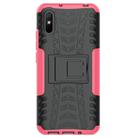 For Xiaomi Redmi 9A Tire Texture Shockproof TPU+PC Protective Case with Holder(Pink) - 2