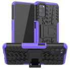 For OPPO A52 / A72 / A92 Tire Texture Shockproof TPU+PC Protective Case with Holder(Purple) - 1