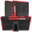 For Samsung Galaxy Tab S8 / Galaxy Tab S7 T870 / T875 Tire Texture Shockproof TPU+PC Protective Case with Holder(Red) - 1